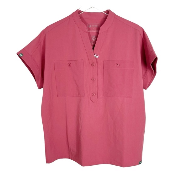 MEDICLO Rose Pink Short Sleeve Scrub Top Size Large - Picture 2 of 10